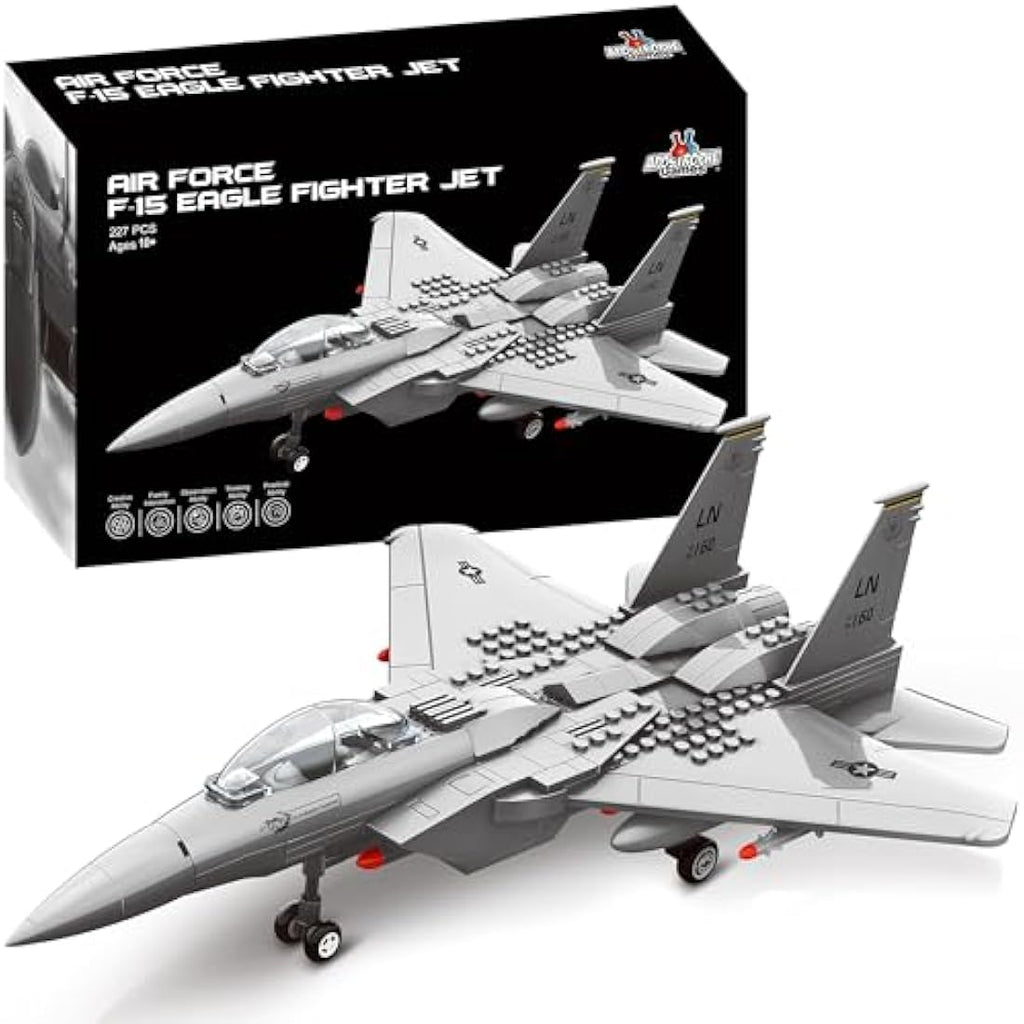 Apostrophe Games F-15 Eagle Fighter Jet Building Block Set – 227 Pieces