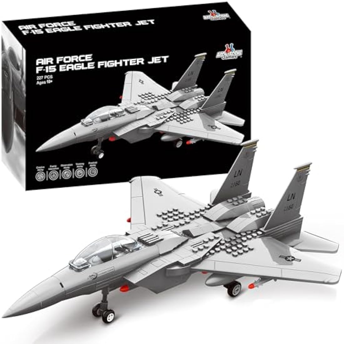 Apostrophe Games F-15 Eagle Fighter Jet Building Block Set – 227 Pieces