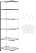 FTEYUET 6-Tier Metal Shelving Unit | Heavy Duty Wire Storage – Silver