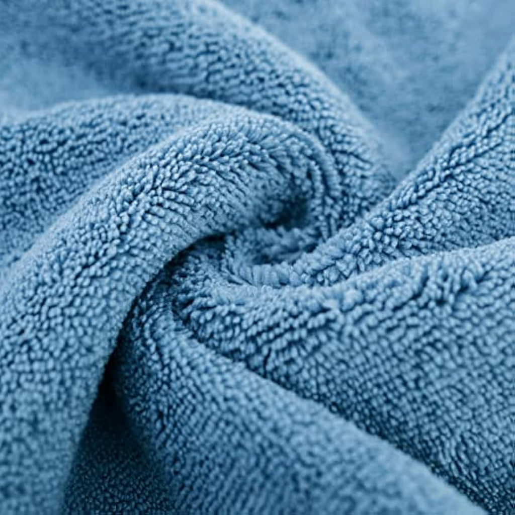 Polyte Plush Microfibre Bath Towel Set – 6 Piece Quick Dry (Blue)