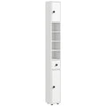 kleankin 180cm Tall Bathroom Cabinet, Slim, 4 Open Shelves, White - image 1