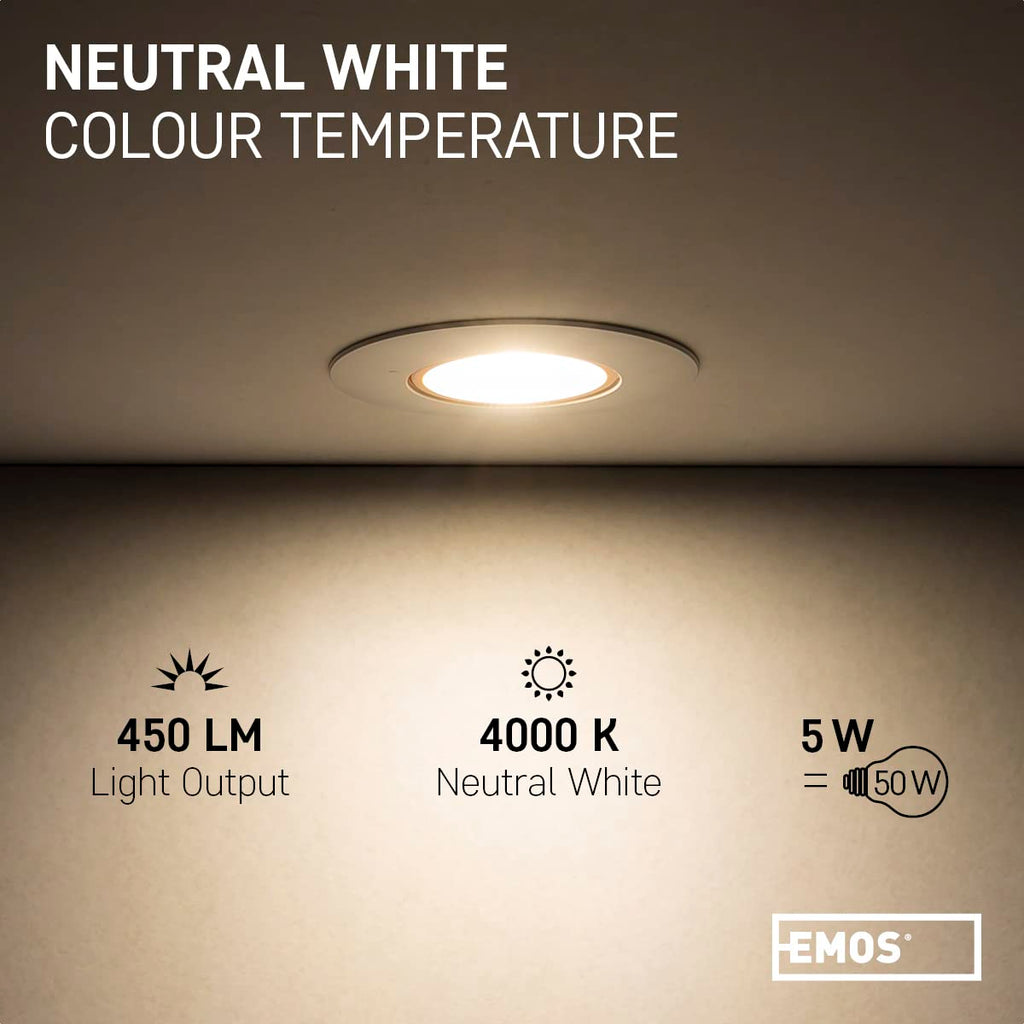 EMOS LED Recessed Ceiling Spotlights - 5W 4000K Neutral White - Pack of 12
