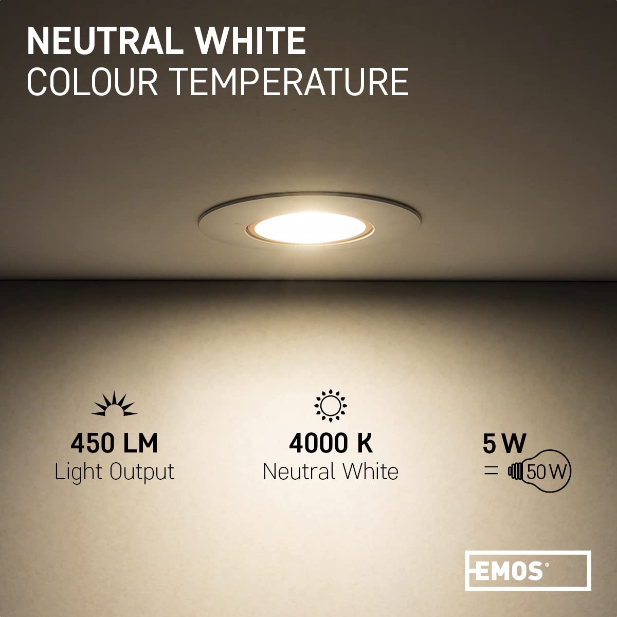 EMOS LED Recessed Ceiling Spotlights - 5W 4000K Neutral White - Pack of 12