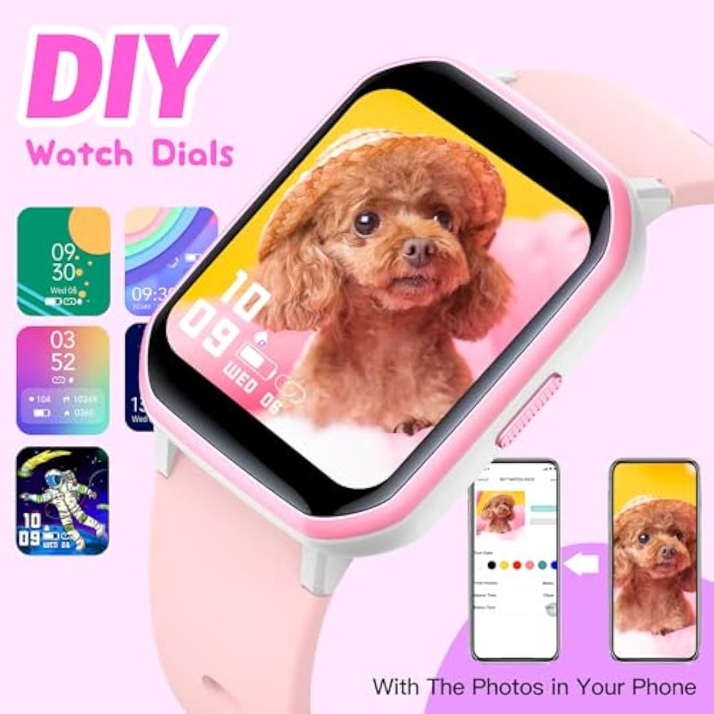 Kids Smart Watch – IP68 Waterproof Fitness Tracker, Pink