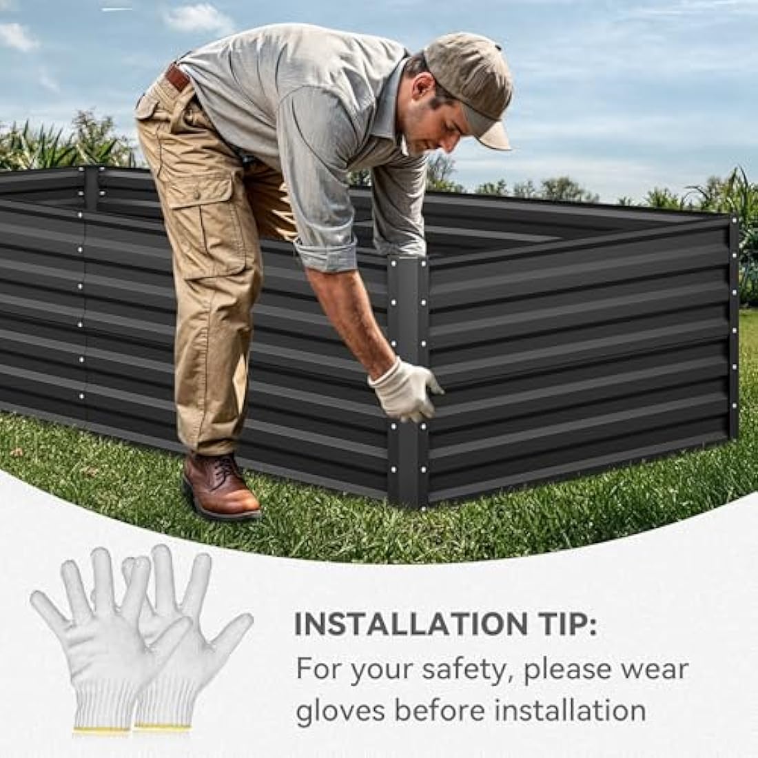 YITAHOME 240x120x60cm Metal Raised Garden Bed - Large Galvanized Planter