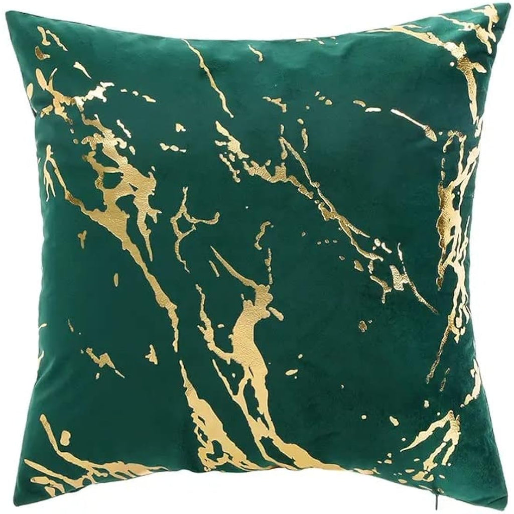 Marble Green Dutch Velvet Cushion Covers - 18x18in (Pack of 2)