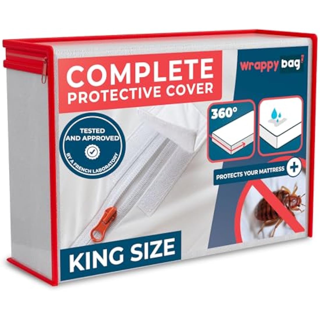 Wrappybag King Size Bed Bug Mattress Protector – Waterproof Cotton Cover