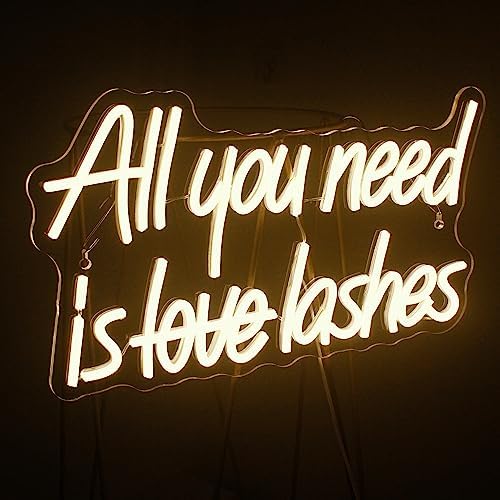 Looklight All You Need is Lashes Neon Sign | Warm White LED Wall Decor