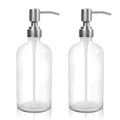 2-Pack Clear Glass Soap Dispenser with Stainless Steel Pump