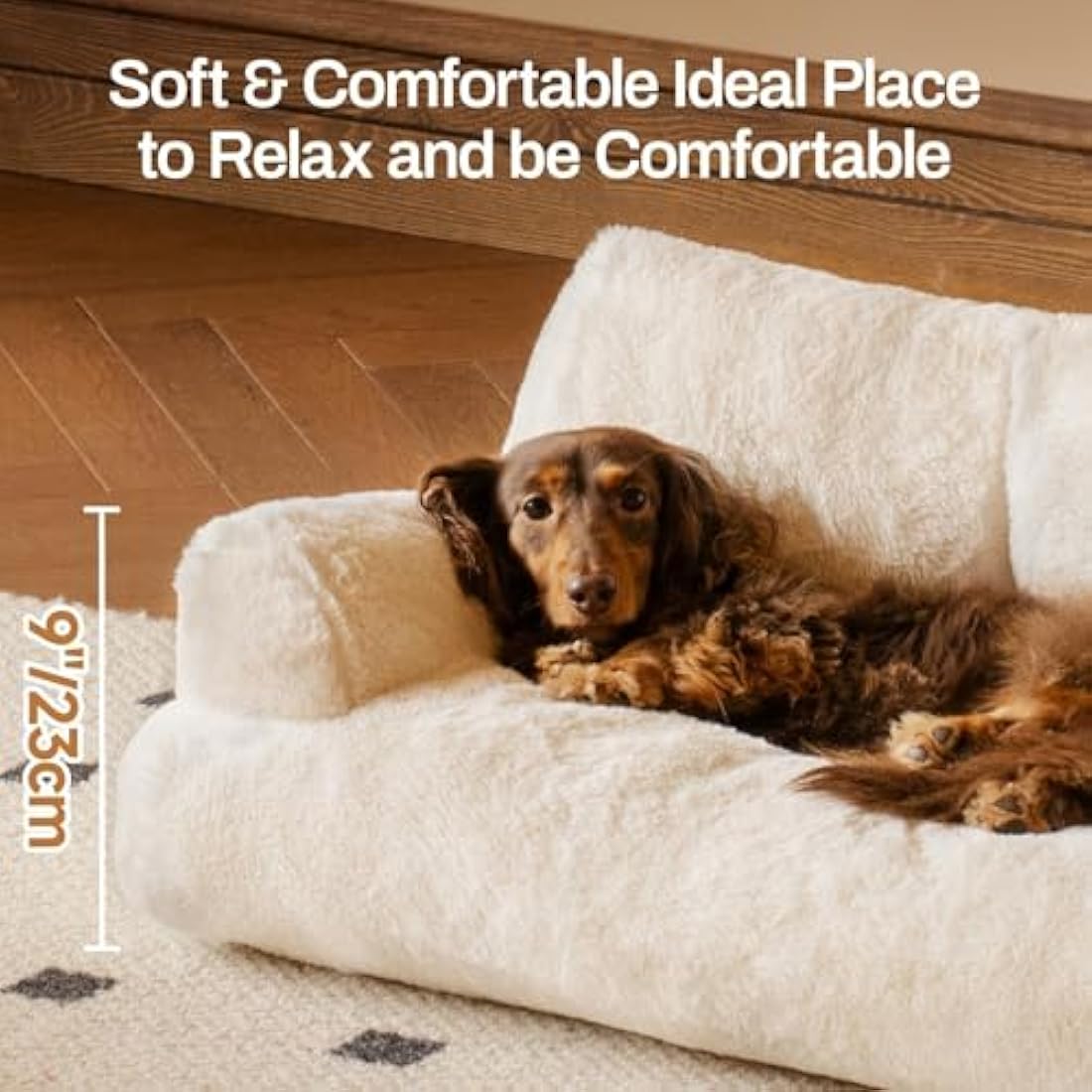MEWOOFUN Fluffy Cat Sofa Bed | Washable Soft Pet Couch, White