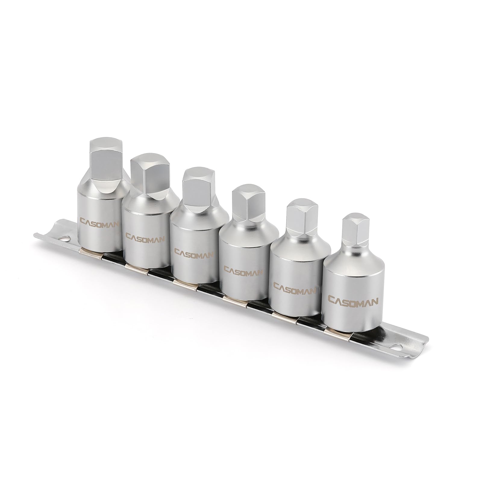 CASOMAN 6-Piece Oil Drain Plug Key Set | 1/2" Drive Internal Square Sockets