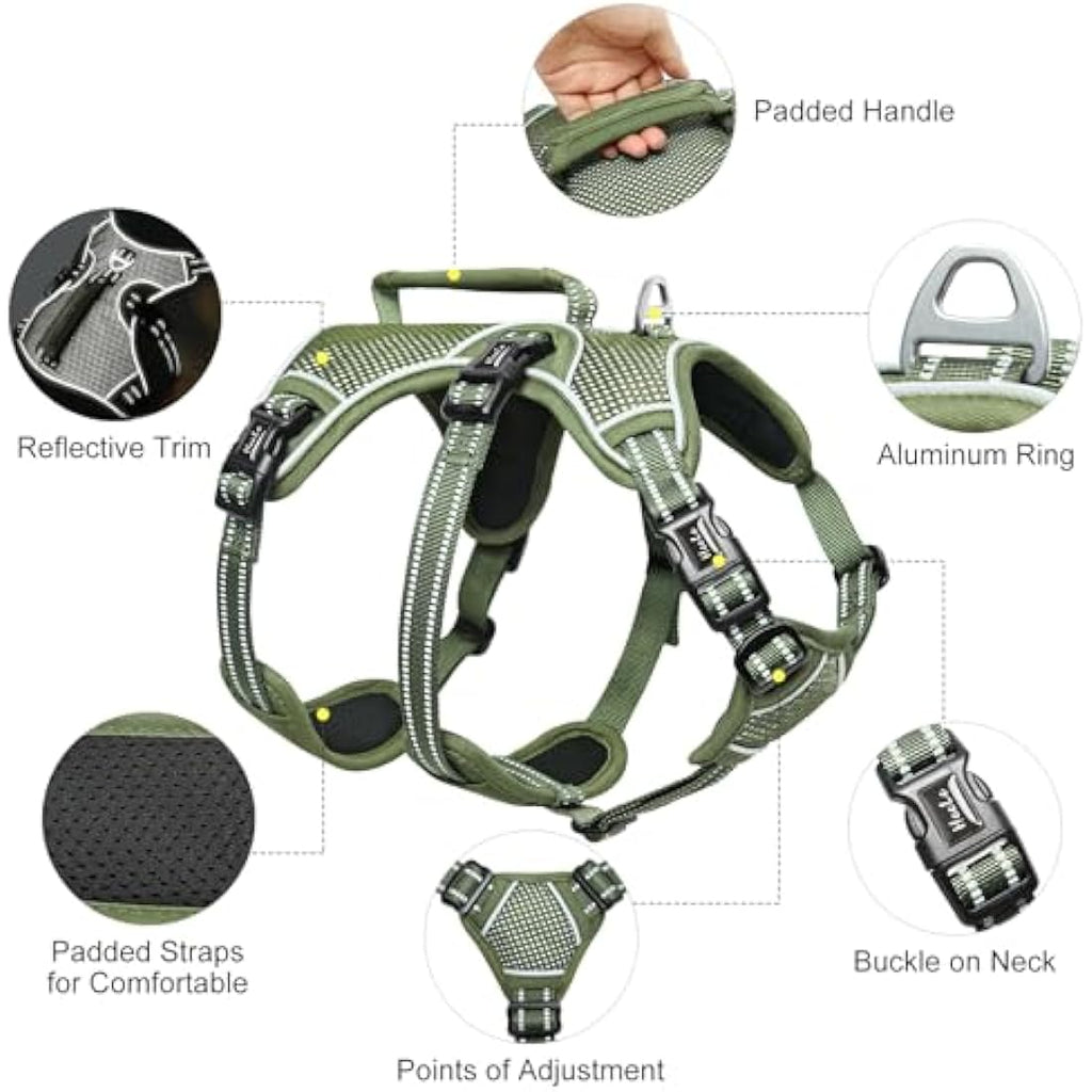 Escape Proof Dog Harness | No Pull Reflective Vest - Green