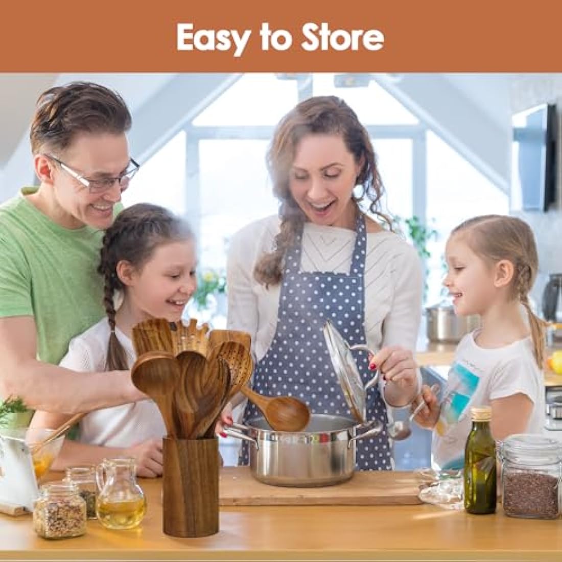 Teak Wooden Spoons – 7-Piece Nonstick Kitchen Utensil Set