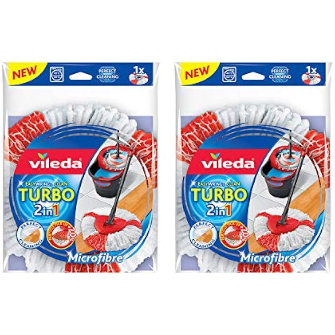 Vileda Turbo 2in1 Spin Mop Refill - Microfibre Mop Head, Pack of 2