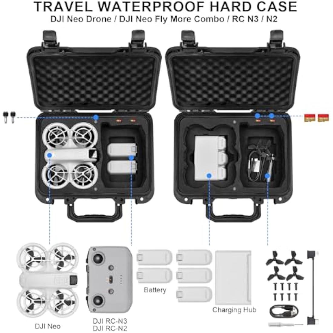 Lekufee Waterproof Hard Case for DJI Neo Drone Fly More Combo | IP67