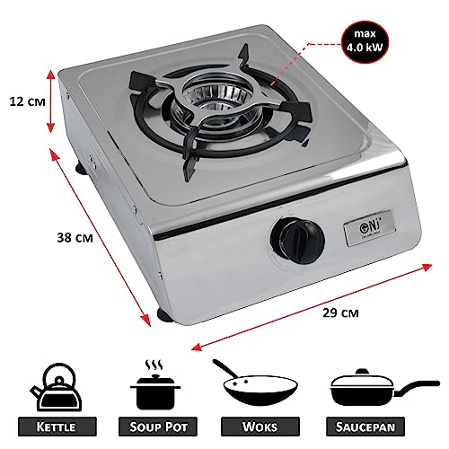 Jolof Store NJ-100SD Single Burner Portable LPG Gas Stove | Stainless Steel