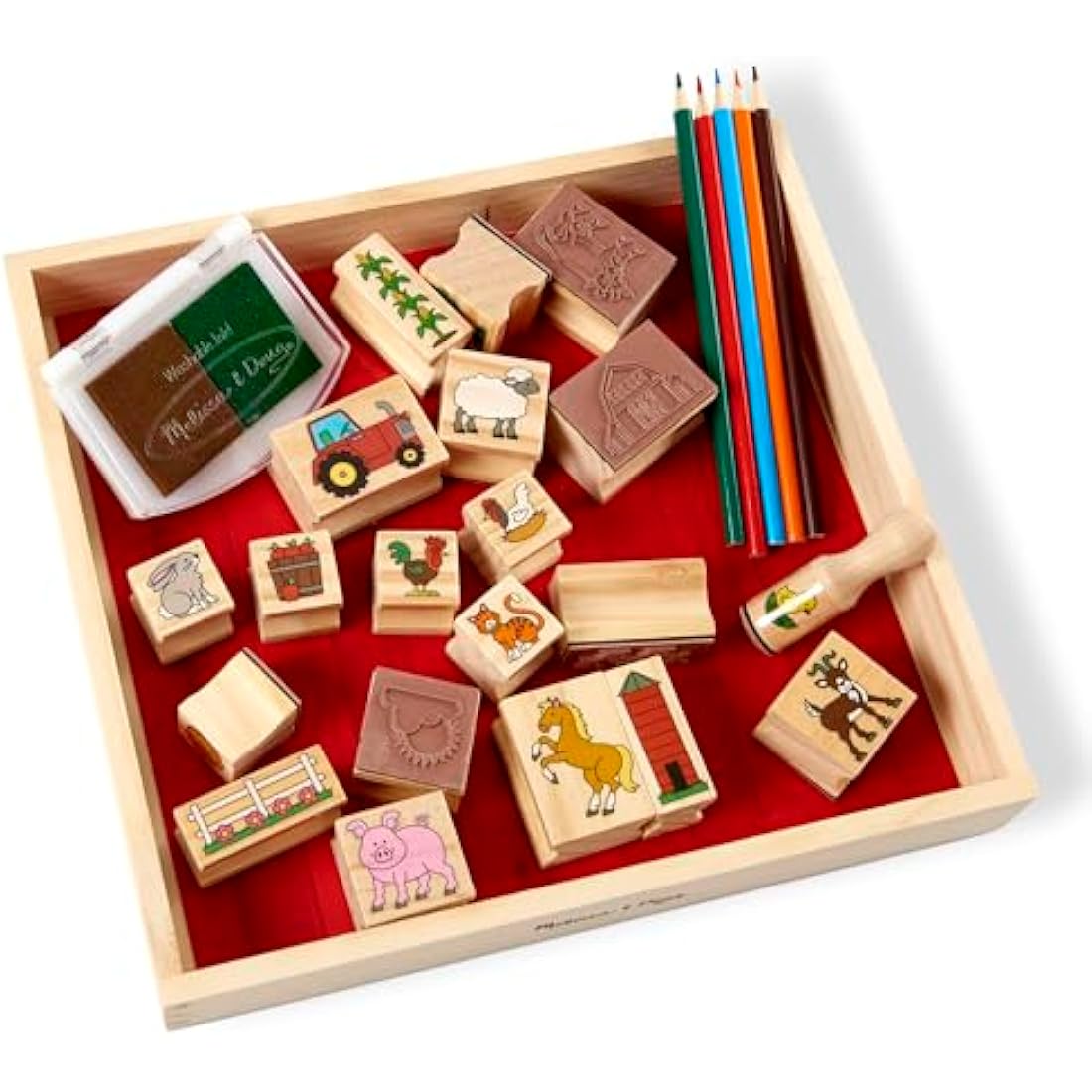 Melissa & Doug Farm Stamp-a-Scene – 20 Wooden Stamps and Art Set