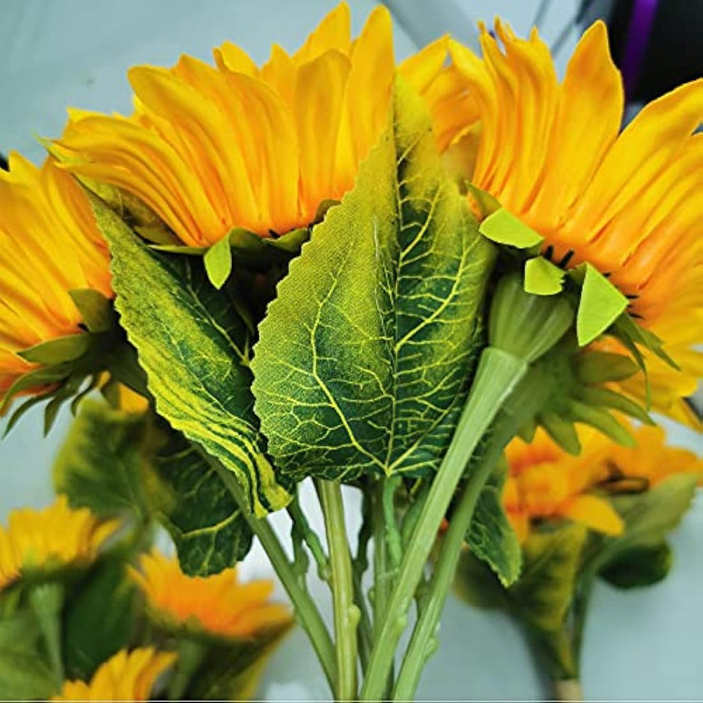 Artificial Silk Sunflower Bouquet - 6 Bunches for Home Decor