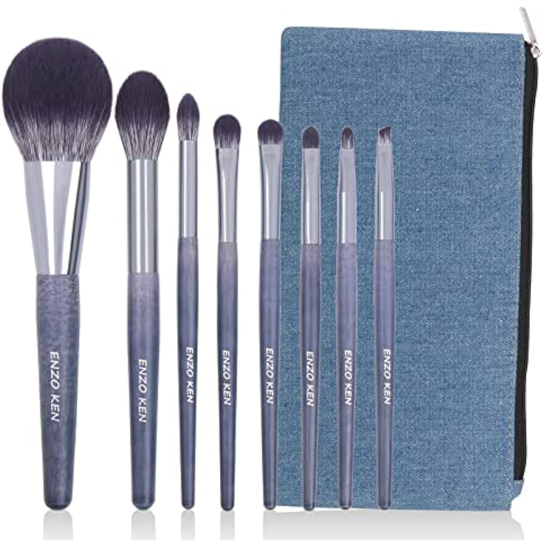 ENZO KEN Natural Badger Hair Makeup Brush Set | Walnut Handle with Case