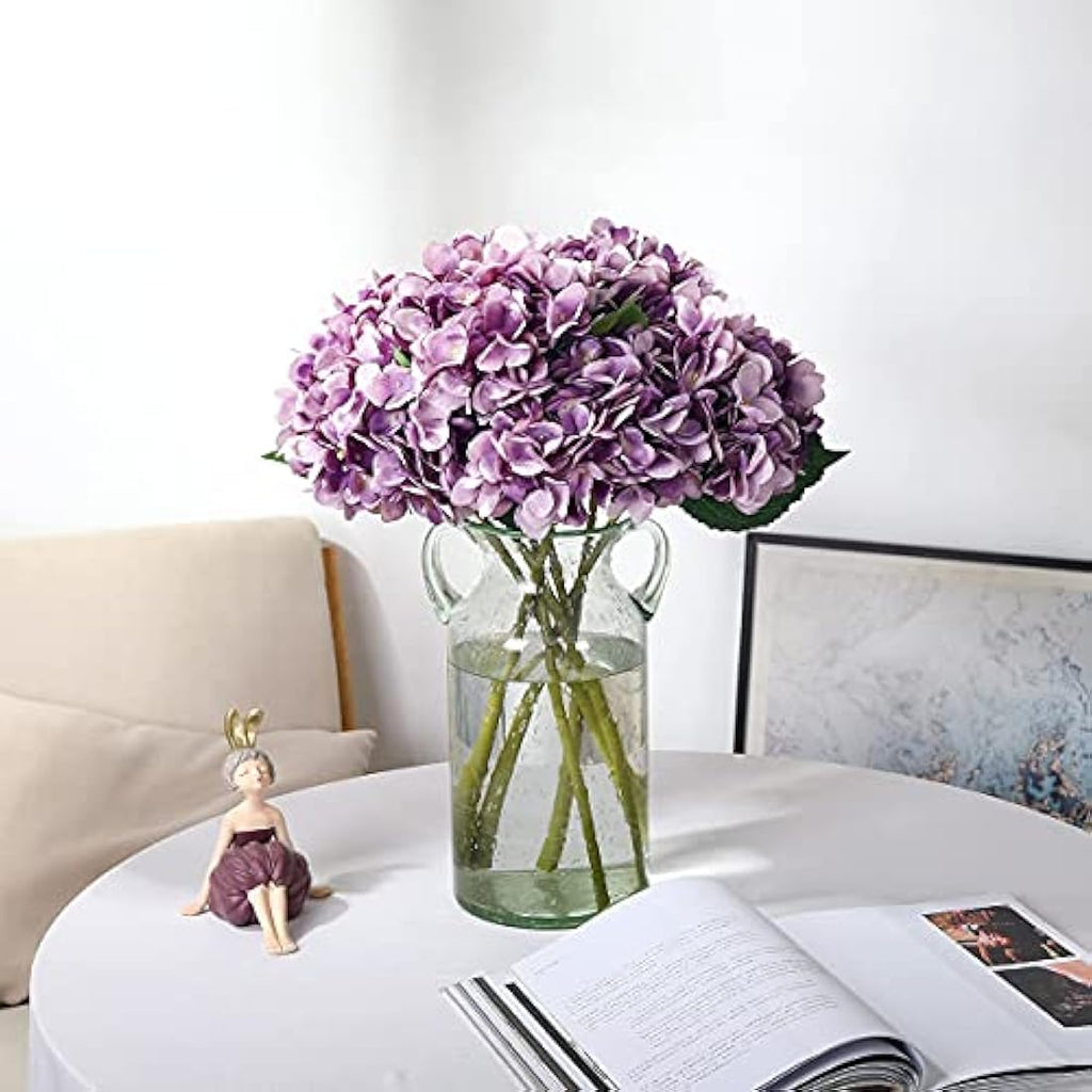 6Pcs Silk Hydrangea Artificial Flowers - Purple Bouquet