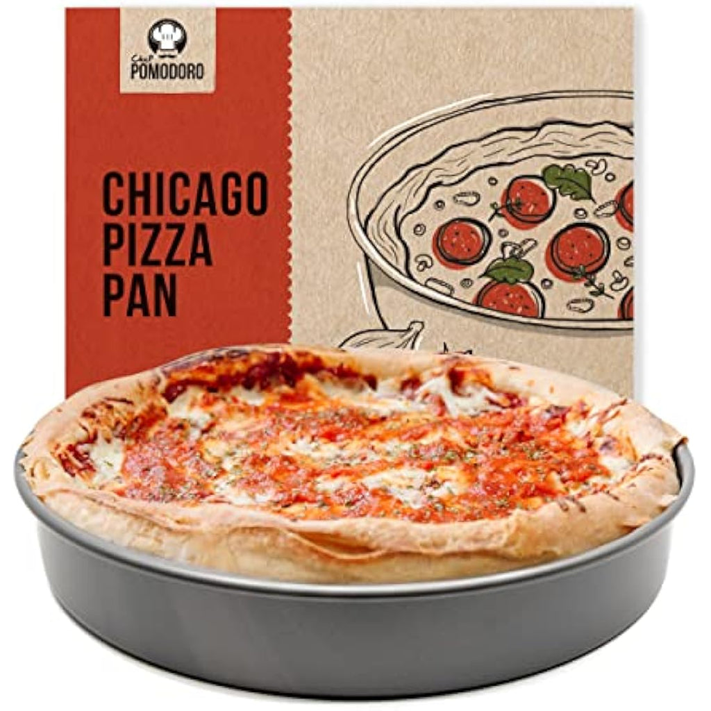 Chef Pomodoro 12-Inch Chicago Deep Dish Pizza Pan | Hard Anodized Aluminum