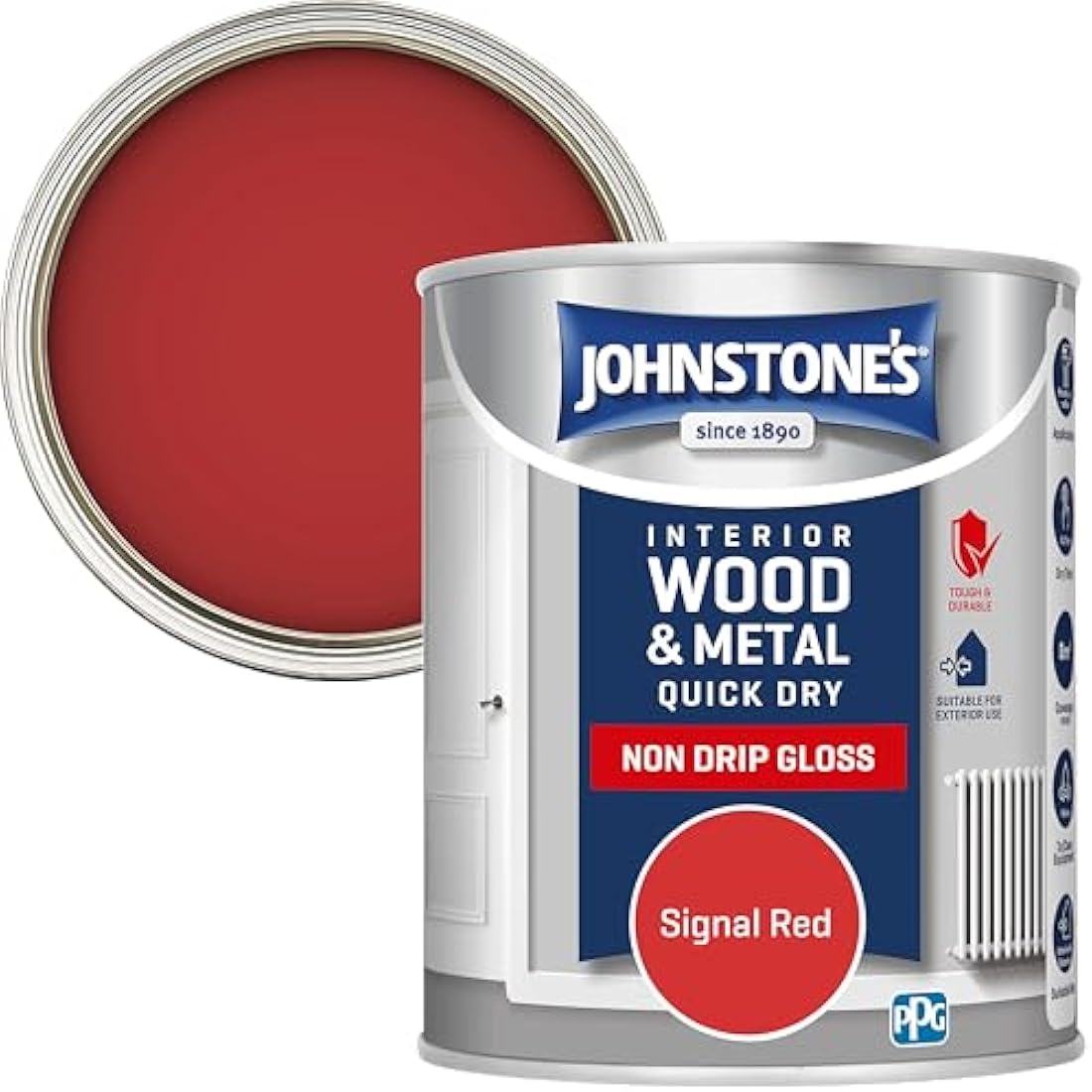 Johnstone's Signal Red Gloss Wood & Metal Radiator Paint – 750ml