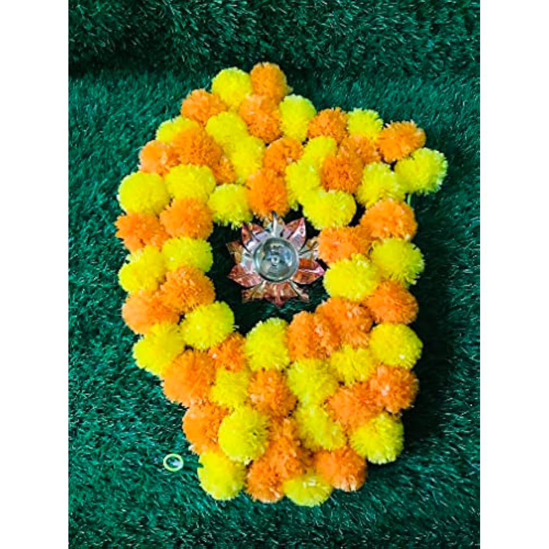 Artificial Marigold Flower Garlands - 5ft Orange & Yellow (5 Pack)