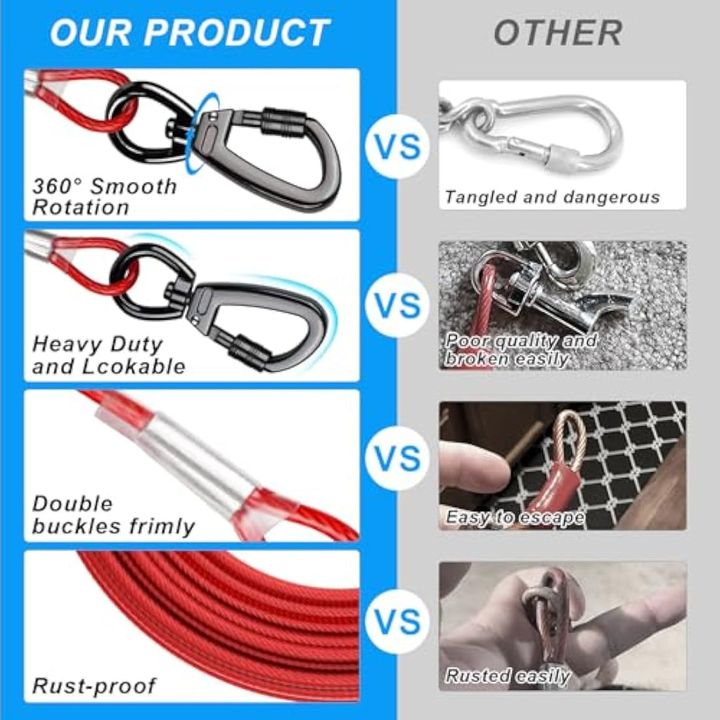 Dog Tie Out Cable – Reflective Galvanized Steel Lead Line