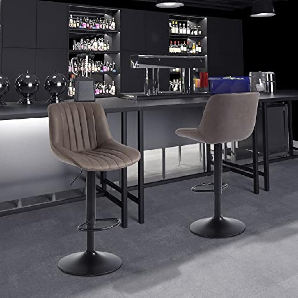 Jolof Store Swivel Bar Stools Set of 2 | Adjustable PU Leather - Brown