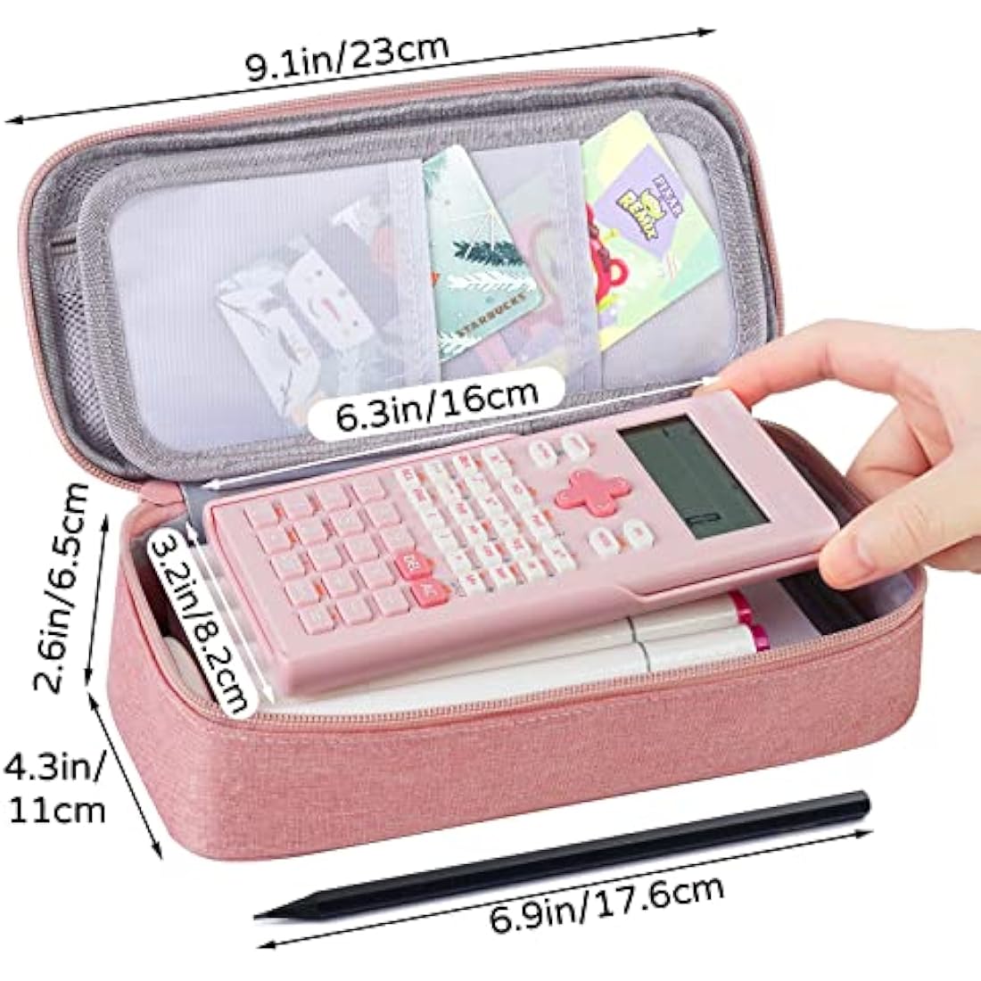 WEMATE Large Pencil Case | 5-Compartment Canvas Stationery Pouch - Pink