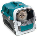 Catit Cabrio Cat Carrier - Ventilated Travel Crate & Bed, Turquoise