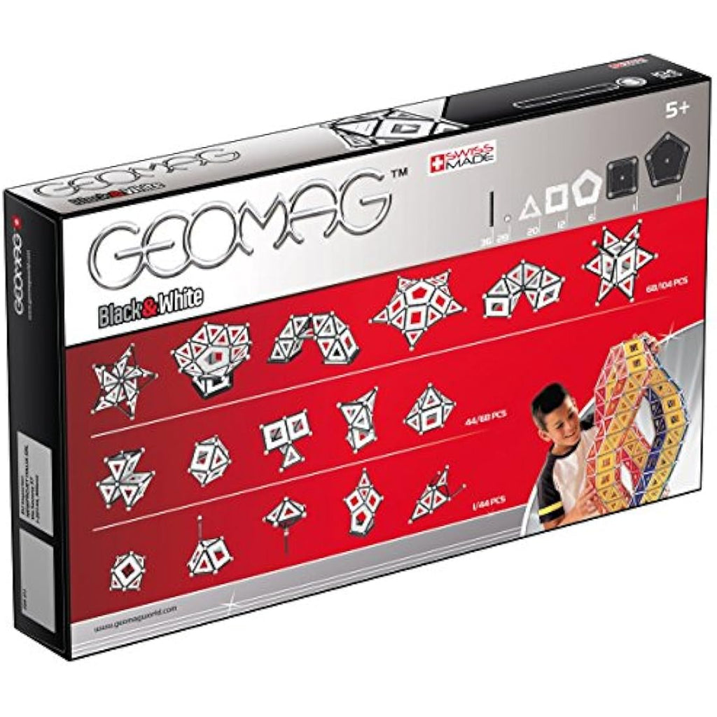 Geomag Magnetic Construction Set – Black and White Panels, 104 Pieces