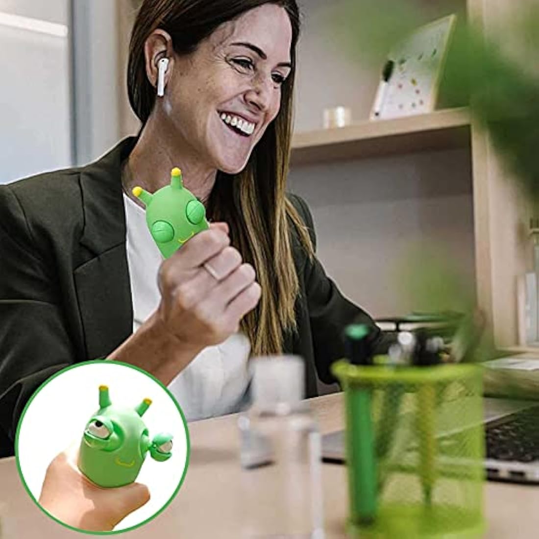 Jolof Store Grass Worm Squeeze Toy – Eye Popping Fidget Stress Relief