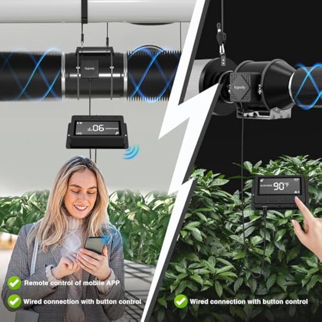 Aygrochy 6 Inch WiFi Inline Duct Fan | Smart EC Motor Grow Tent Fan