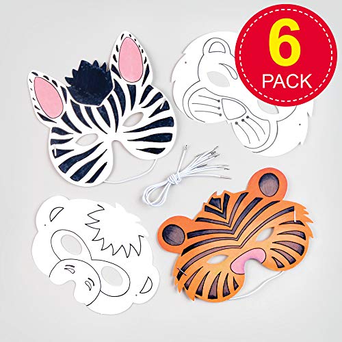 Baker Ross Animal Colour-In Masks for Kids - DIY Party Supplies (8 Pack)