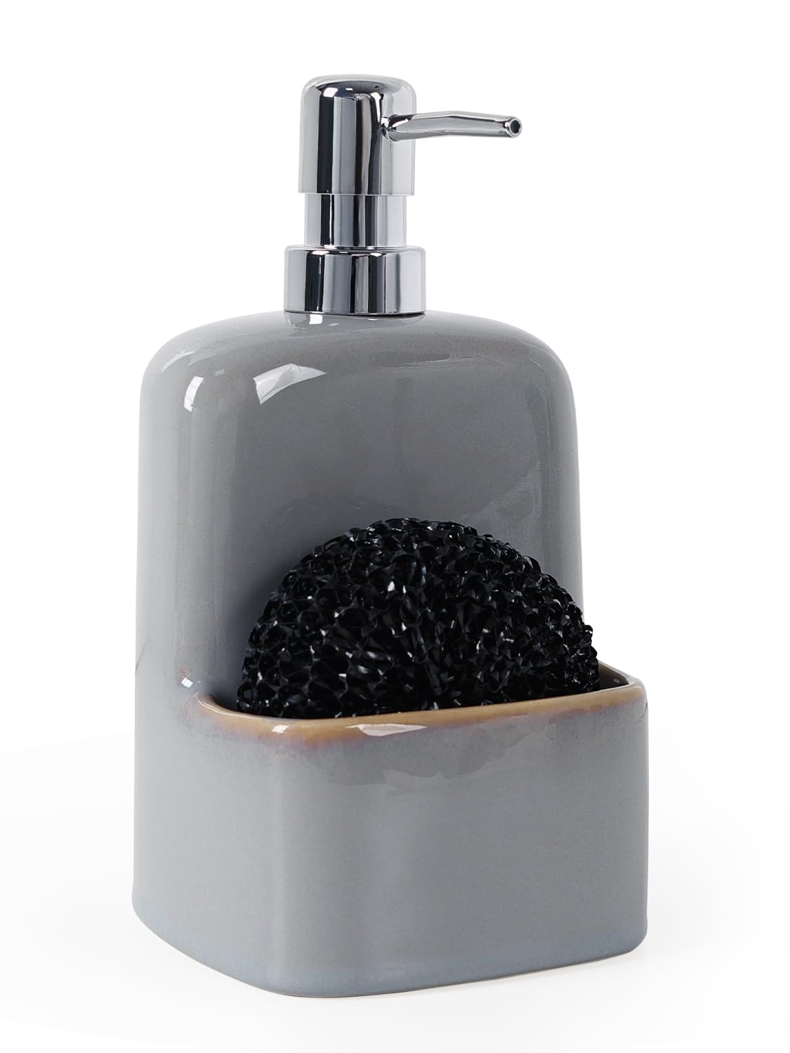 Autumnlife Ceramic Soap Dispenser with Sponge Holder - Blue Grey, 600ml