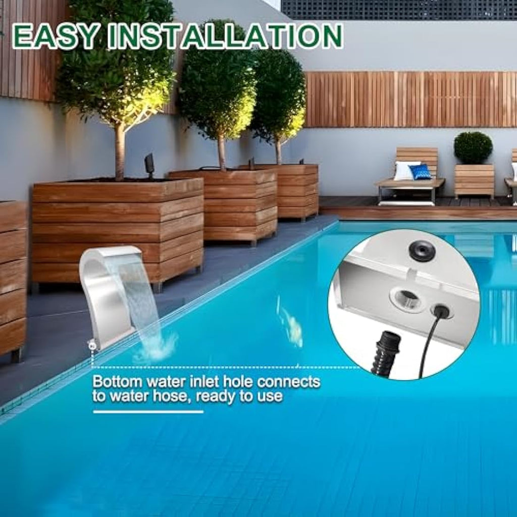S-Shaped Stainless Steel Waterfall Spillway Pool Fountain – 52cm