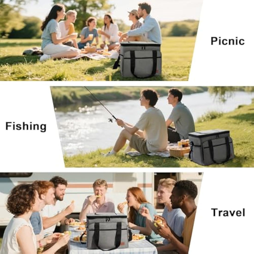 Large Foldable Insulated Cooler Bag – Leakproof Picnic Basket