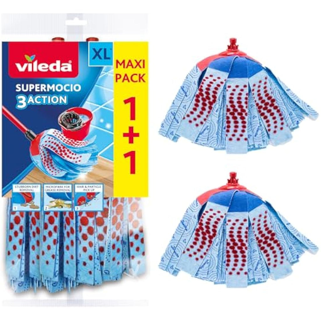 Vileda SuperMocio 3Action XL Mop Refill | Microfibre | Pack of 2
