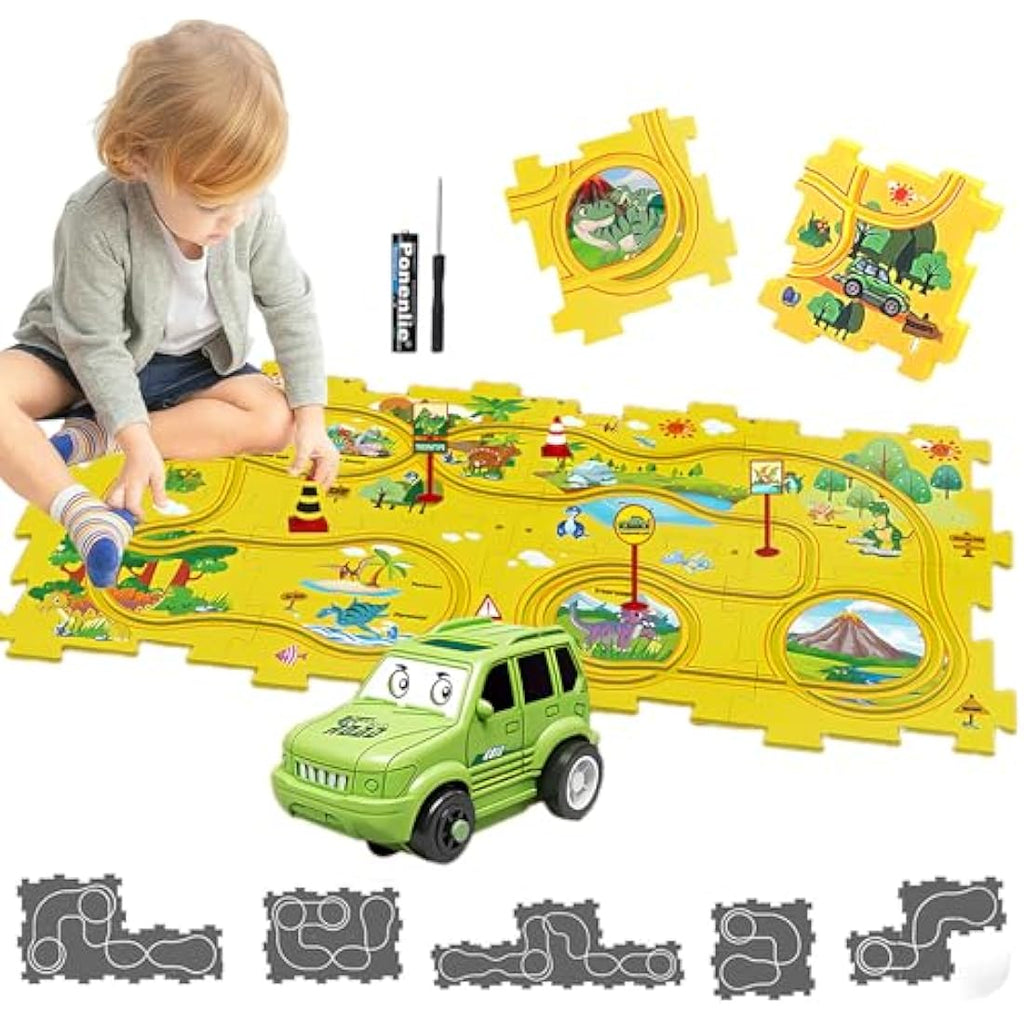 Jolof Store DIY Puzzle Racer Car Track Set | 8-Piece Educational Toy