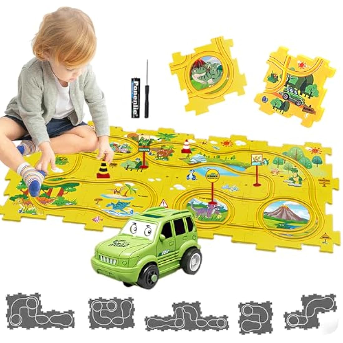 Jolof Store DIY Puzzle Racer Car Track Set | 8-Piece Educational Toy