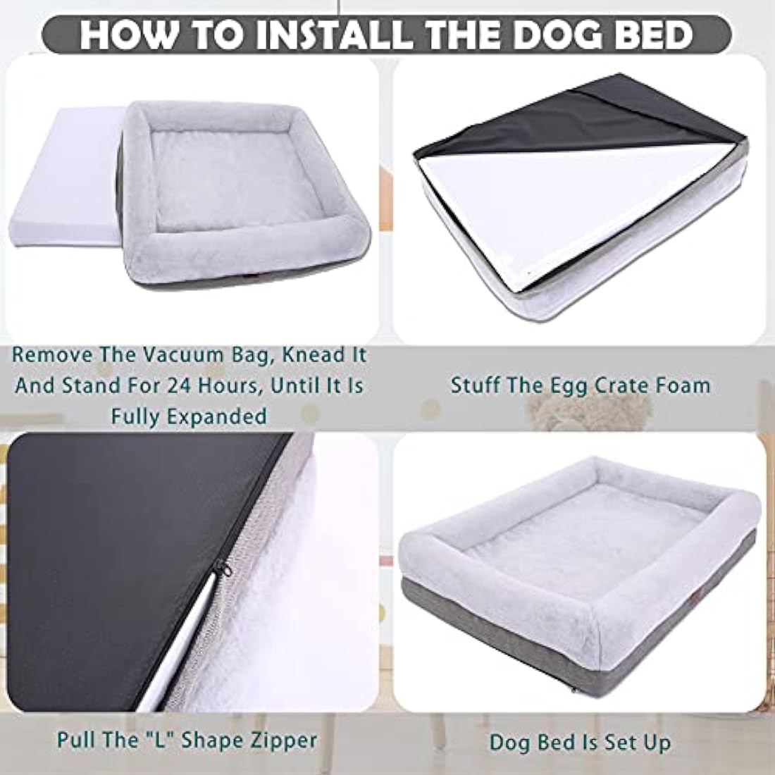 Rusefar Orthopedic Dog Bed – Waterproof Washable Large Pet Bed