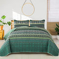 WONGS BEDDING Bohemian Striped Quilted Bedspread – Double Microfiber Quilt