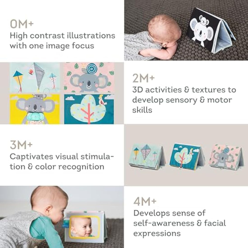 Taf Toys Koala Tummy Time Sensory Book – Soft Activity Book with Teether