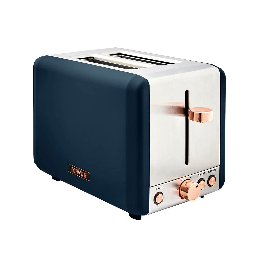 Tower Cavaletto 2-Slice Toaster | Midnight Blue & Rose Gold | 850W