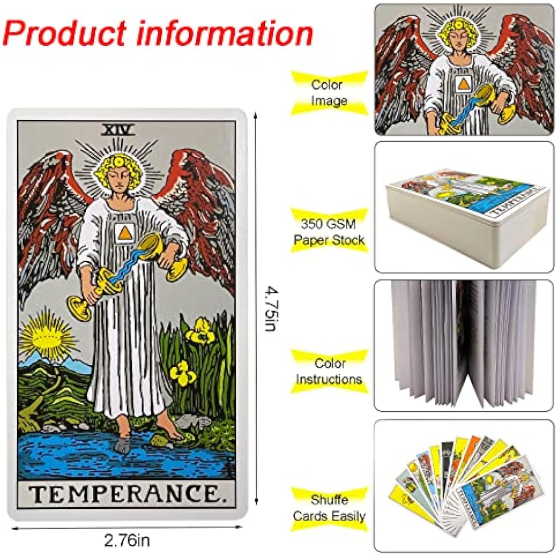 Tarot Cards Deck with Guidebook - 78 Classic Durable Cards