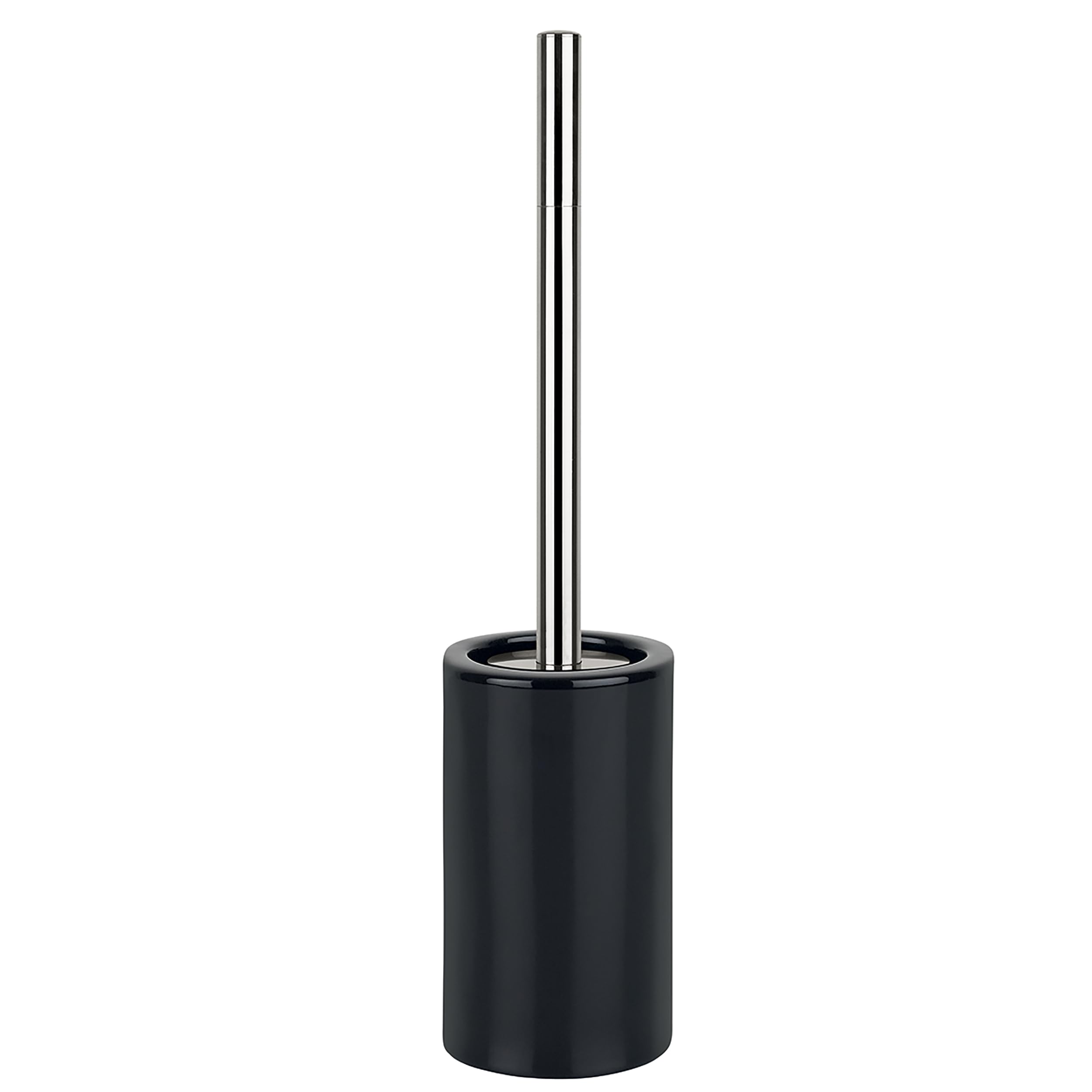Spirella Tube Porcelain Toilet Brush Holder – Black Stoneware Set