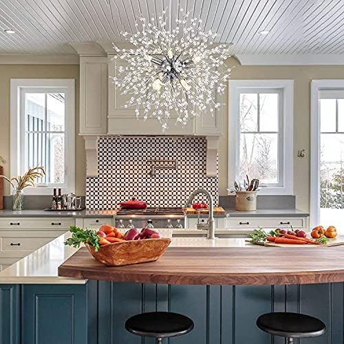Jolof Store Modern Firework Dandelion Crystal Chandelier – 8-Light Silver