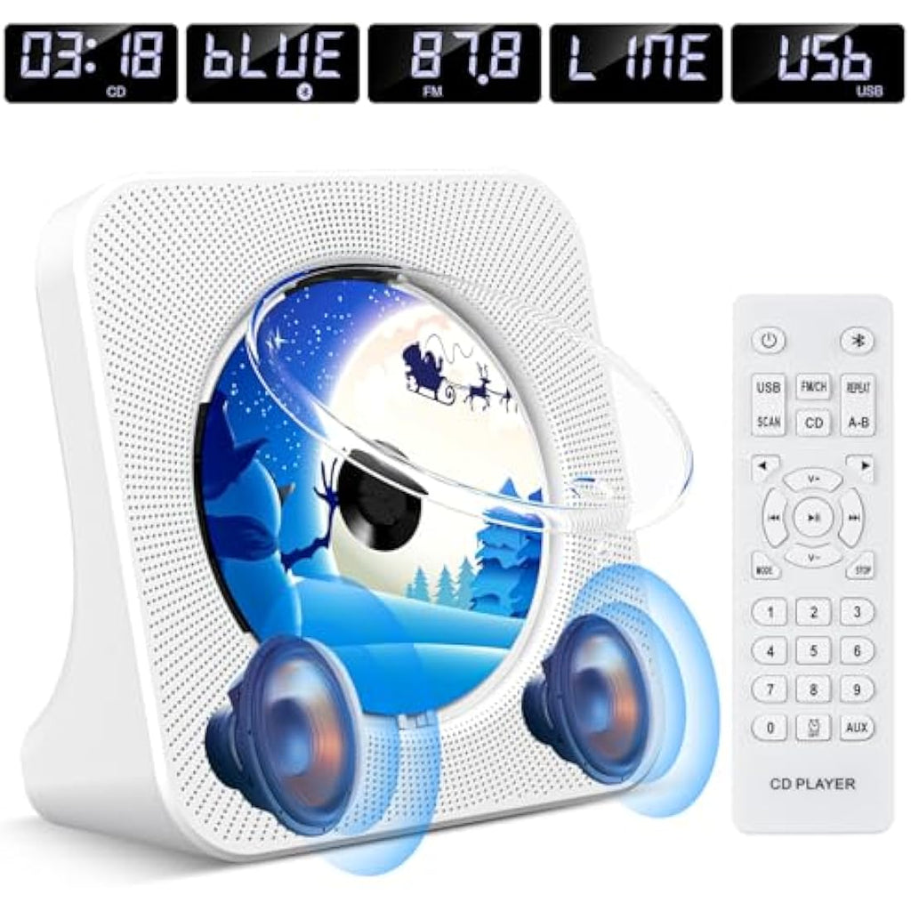 KOVCDVI Desktop CD Player with Bluetooth 5.0, FM Radio & Hi-Fi Speakers