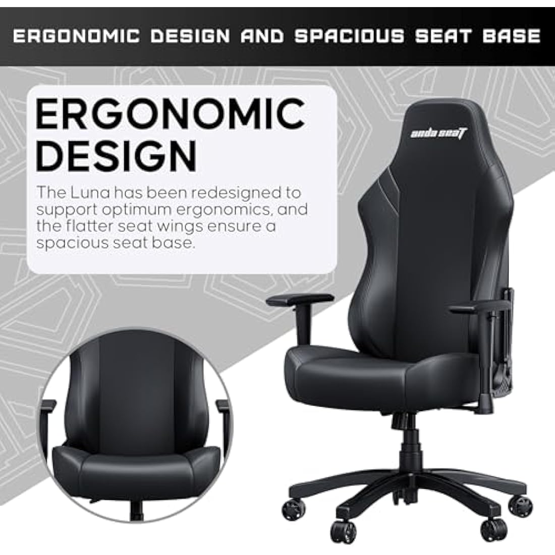 Anda Seat Luna Large Gaming Chair - Ergonomic PVC Leather Reclining Seat
